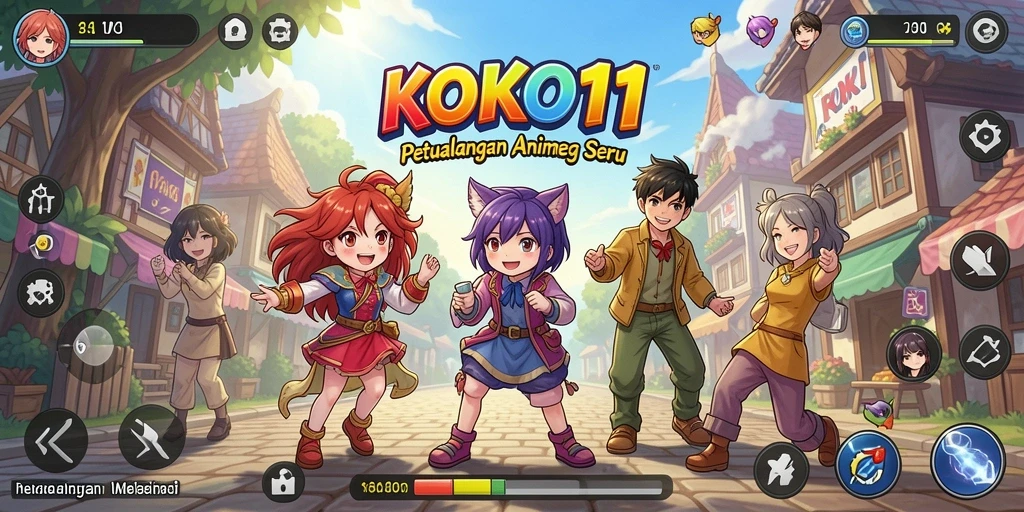 Tampilan screenshot utama KOKO11 dengan karakter animasi yang menarik.