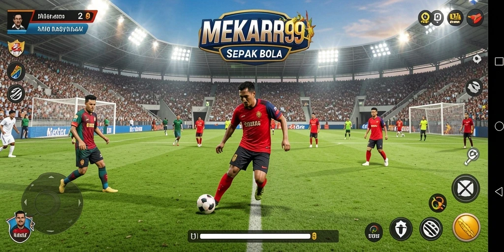 Tampilan gameplay sepak bola yang mendebarkan di MEKAR99.