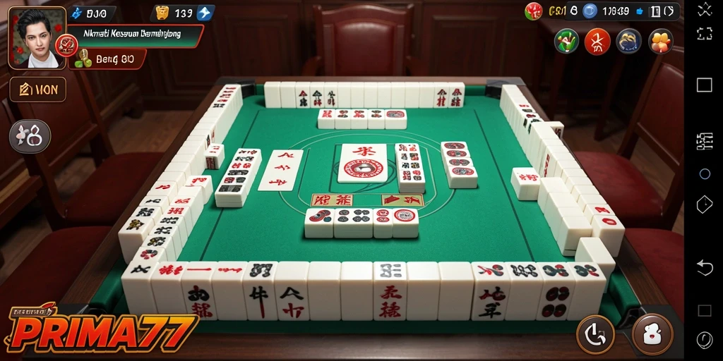 Screenshot gameplay Mahjong di PRIMA77 menampilkan level menantang dan grafik menarik.
